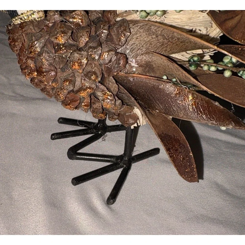 MacKenzie Childs Turkey Autumn Naturals Thanksgiving Courtly Check Ribbon 7.5